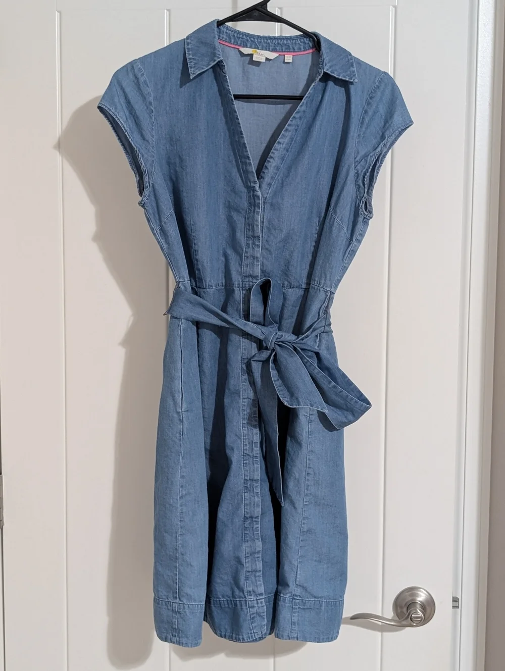 Boden Aubrey Denim Midi Chambray Tie-Waist Dress in Light Blue Size US 6 - Picture 2 of 11